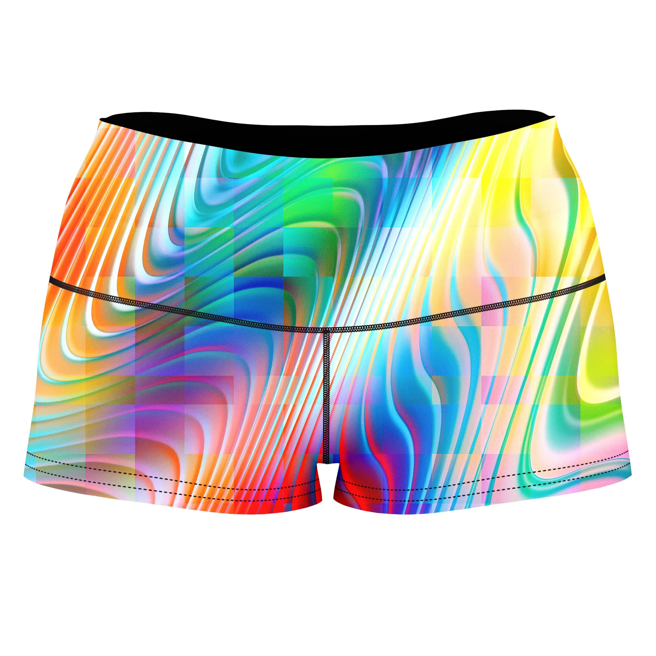 Rainbow Prism High-Waisted Women's Shorts sold by iEDM
