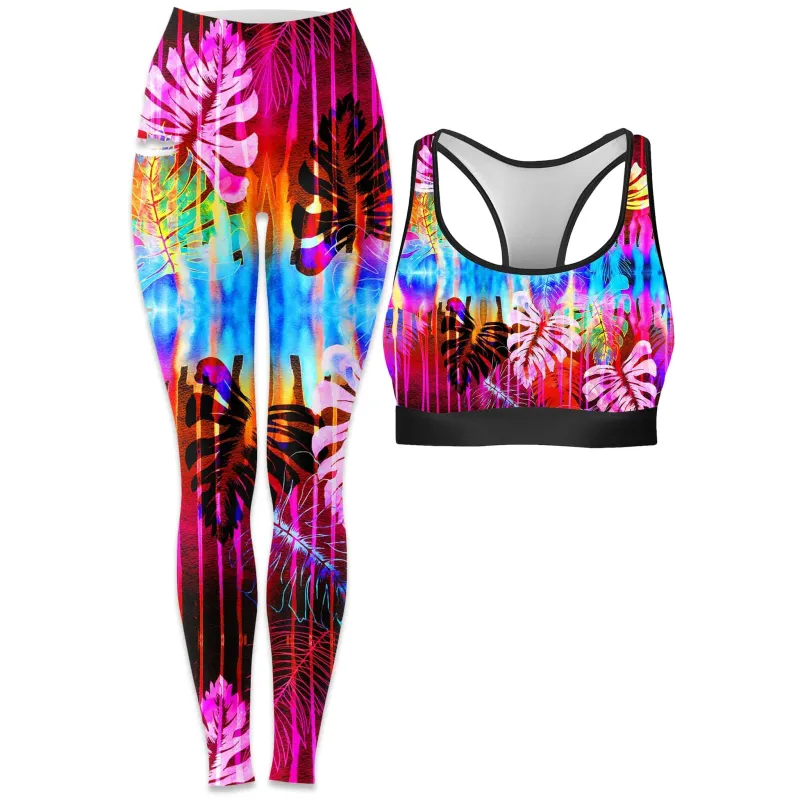 Fluorescent Jungle Rave Bra and Leggings Combo sold by iEDM