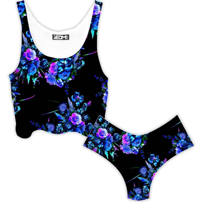 Midnight Garden Crop Top and Booty Shorts Combo sold by iEDM