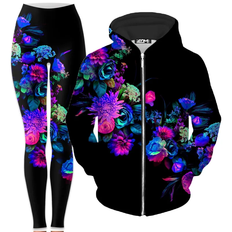 Darkest Bloom Zip-Up Hoodie and Leggings Combo sold by iEDM