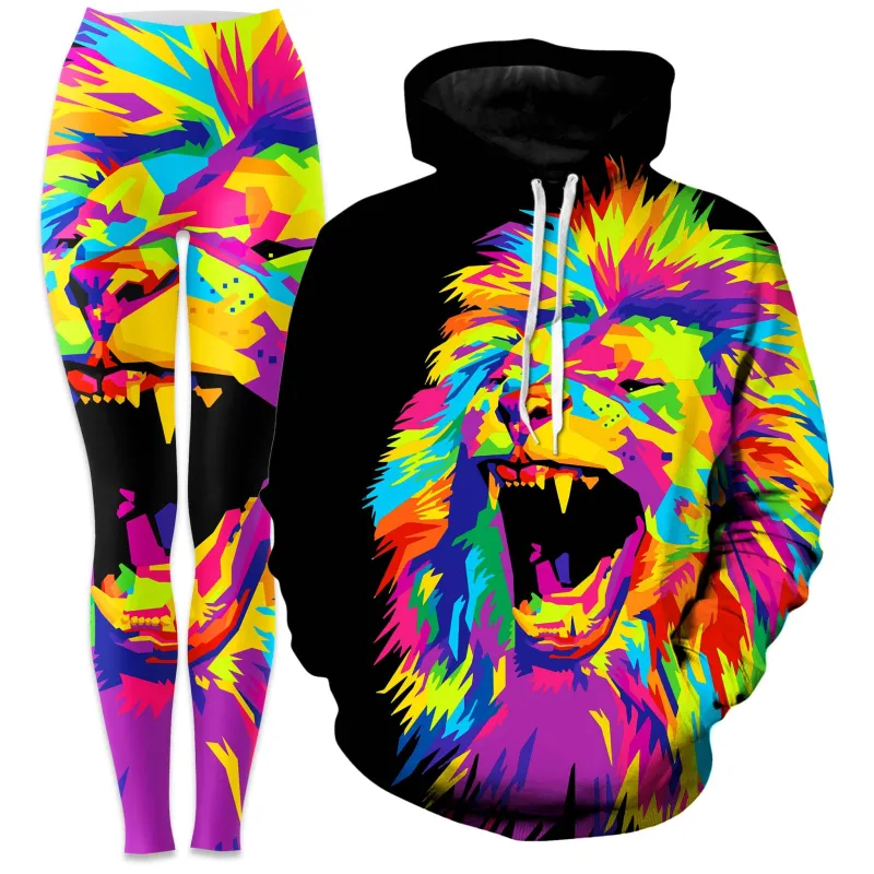 Psychedelic Lion Hoodie and Leggings Combo sold by iEDM
