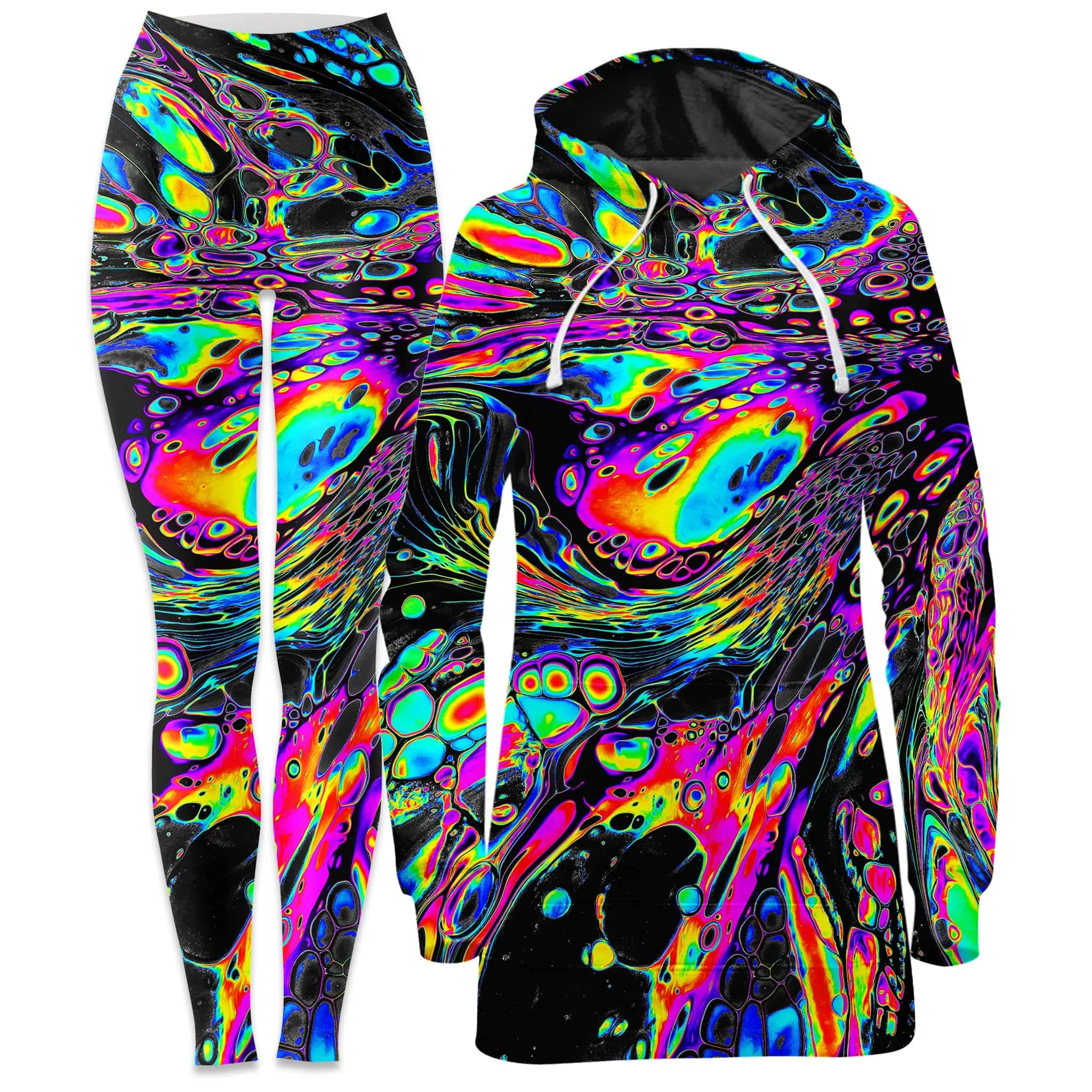 Rainbow Magma Hoodie Dress and Leggings Combo sold by iEDM