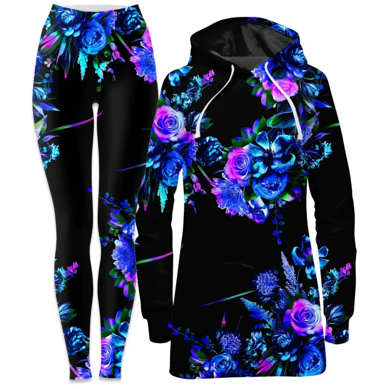 Midnight Garden Hoodie Dress and Leggings Combo made by iEDM