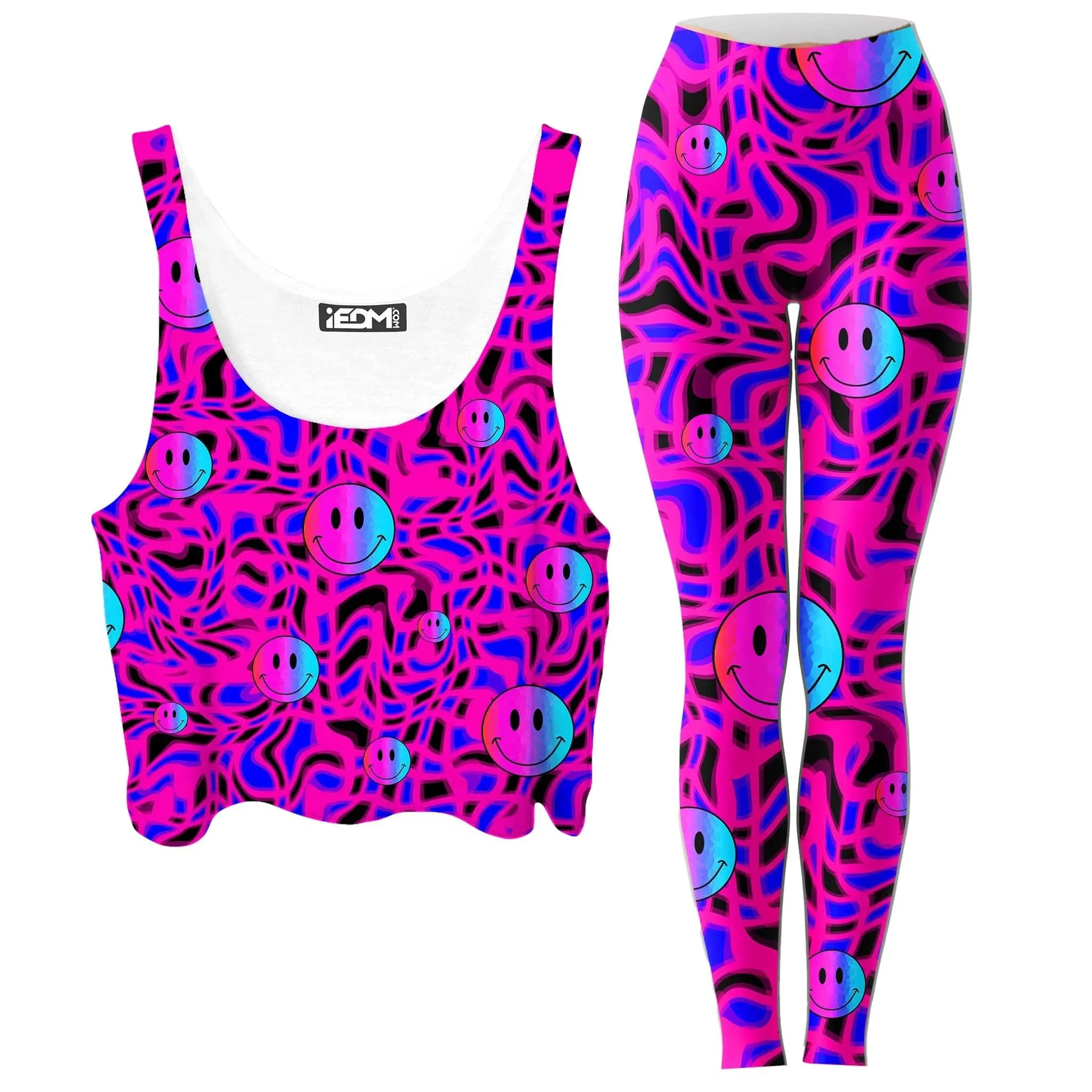 Trippy Smiles Crop Top and Leggings Combo sold by iEDM