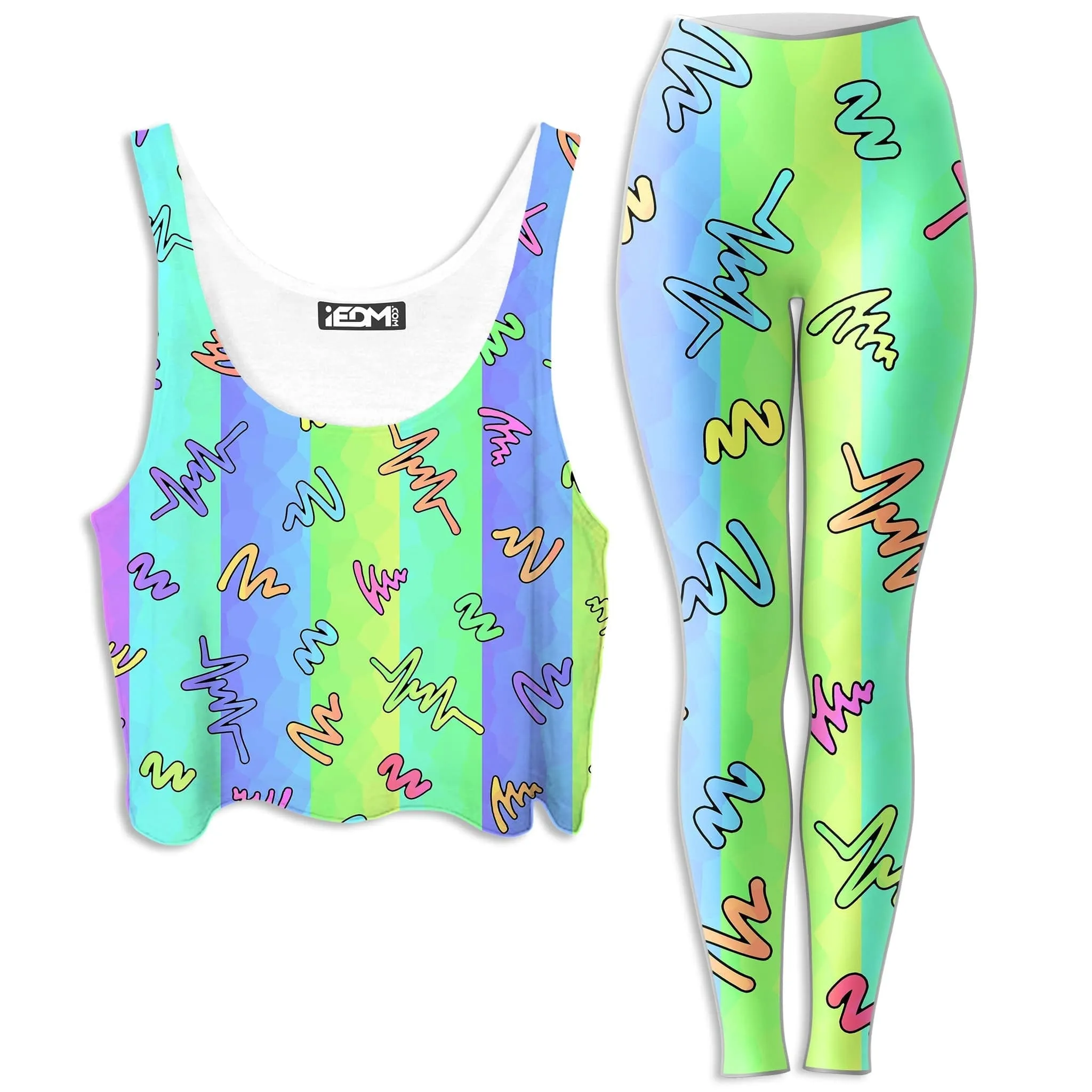 Trippy Doodles Crop Top and Leggings Combo sold by iEDM