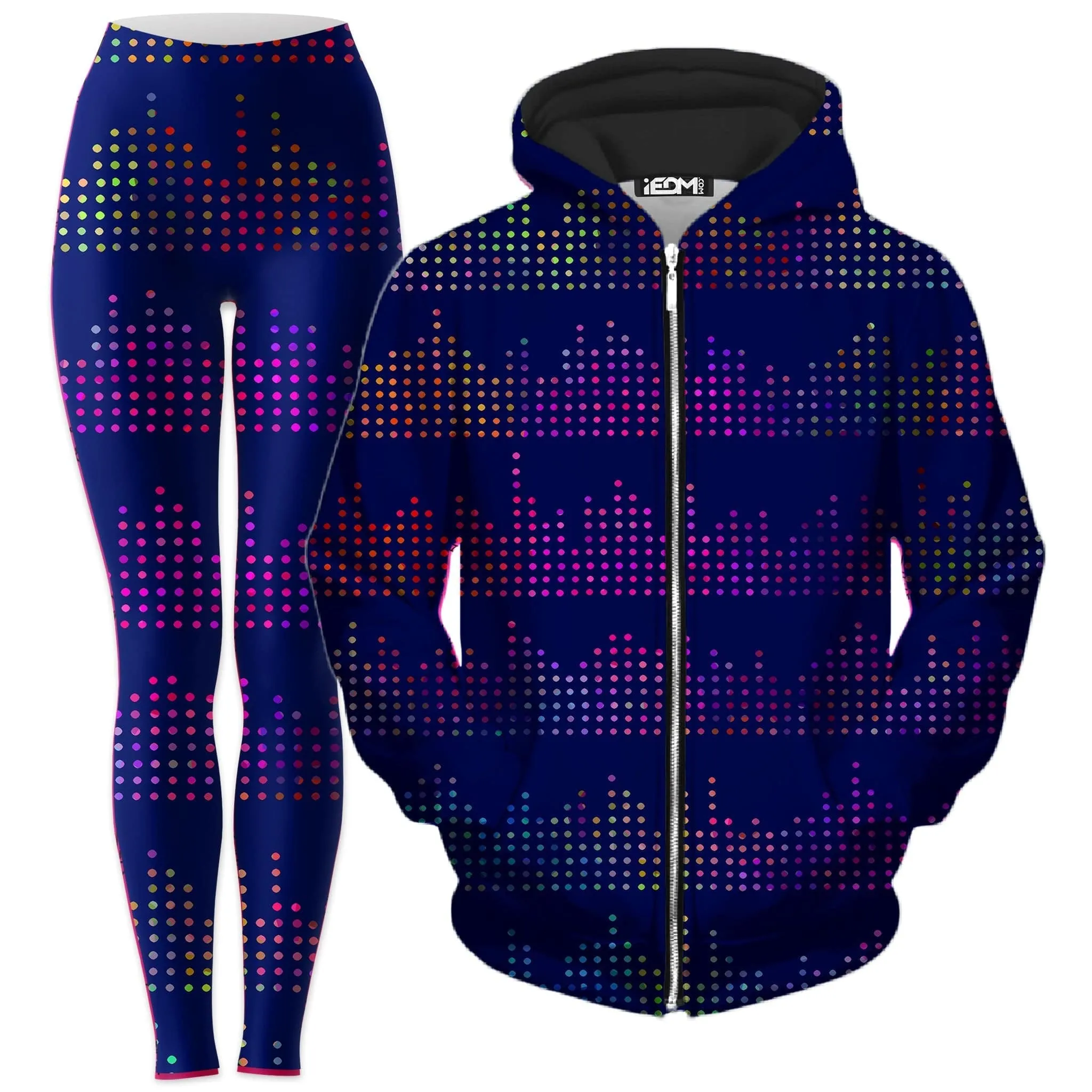Techno Equalizer Bars Zip-Up Hoodie and Leggings Combo sold by iEDM