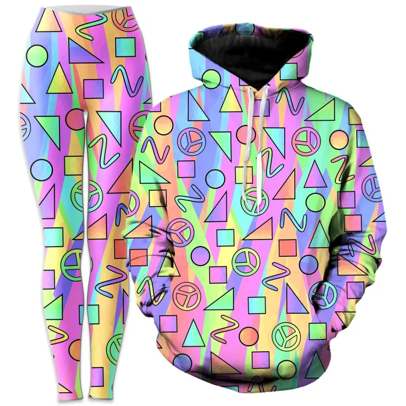 Trippy Retro Peace Signs Hoodie and Leggings Combo sold by iEDM