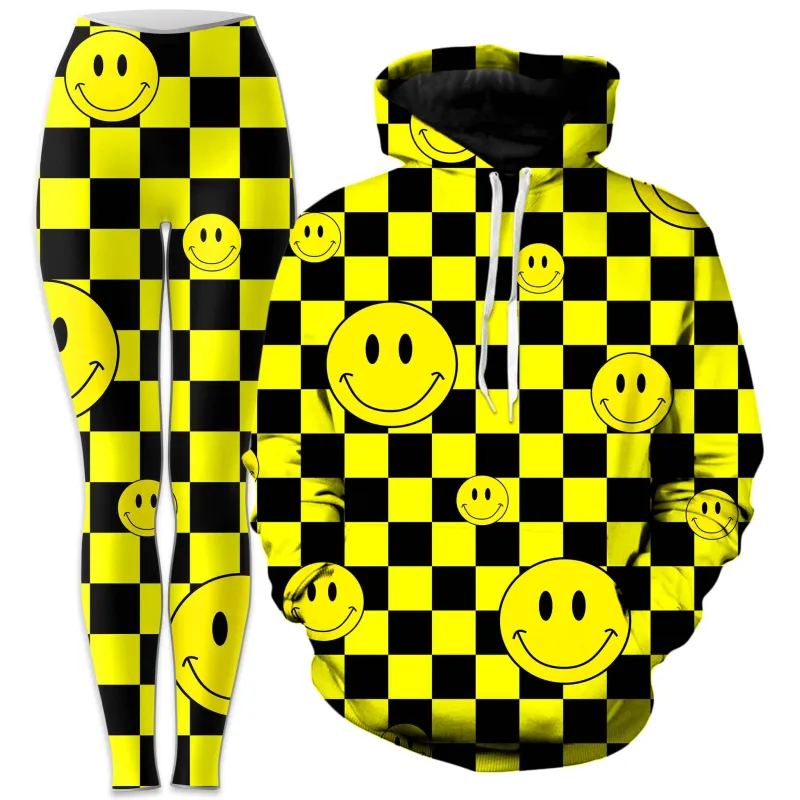 Smile Checkerboard Hoodie and Leggings Combo sold by iEDM