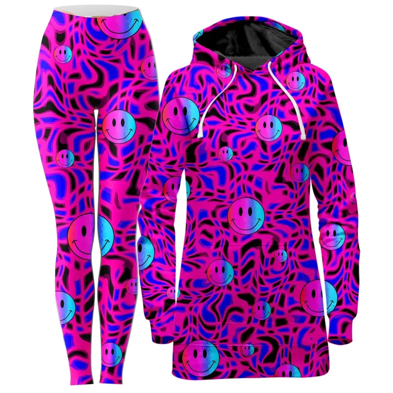 Trippy Smiles Hoodie Dress and Leggings Combo sold by iEDM