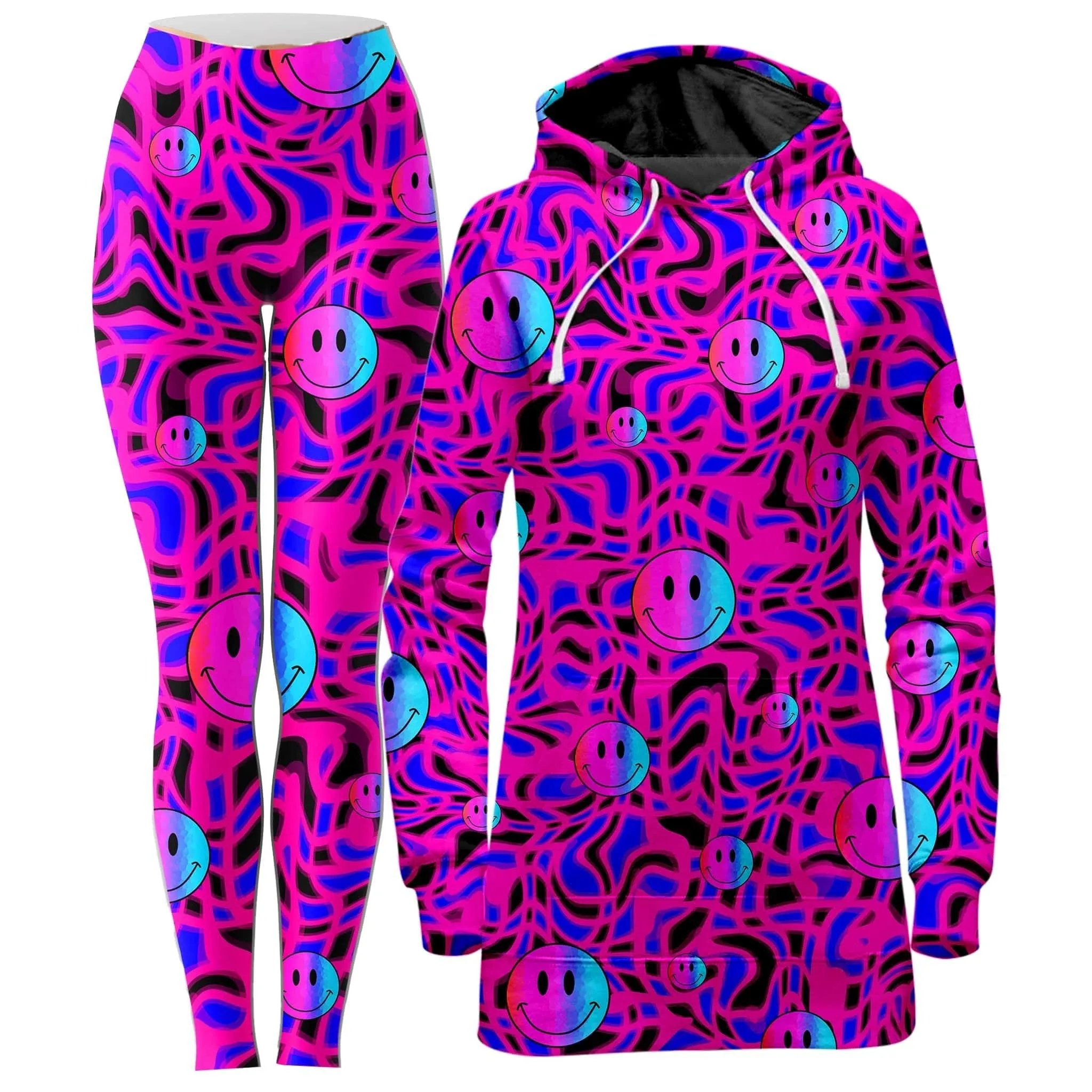 Trippy Smiles Hoodie Dress and Leggings Combo sold by iEDM