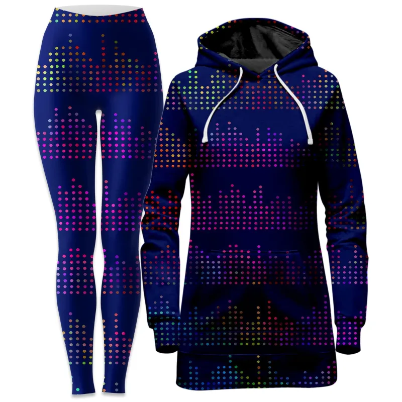 Techno Equalizer Bars Hoodie Dress and Leggings Combo sold by iEDM