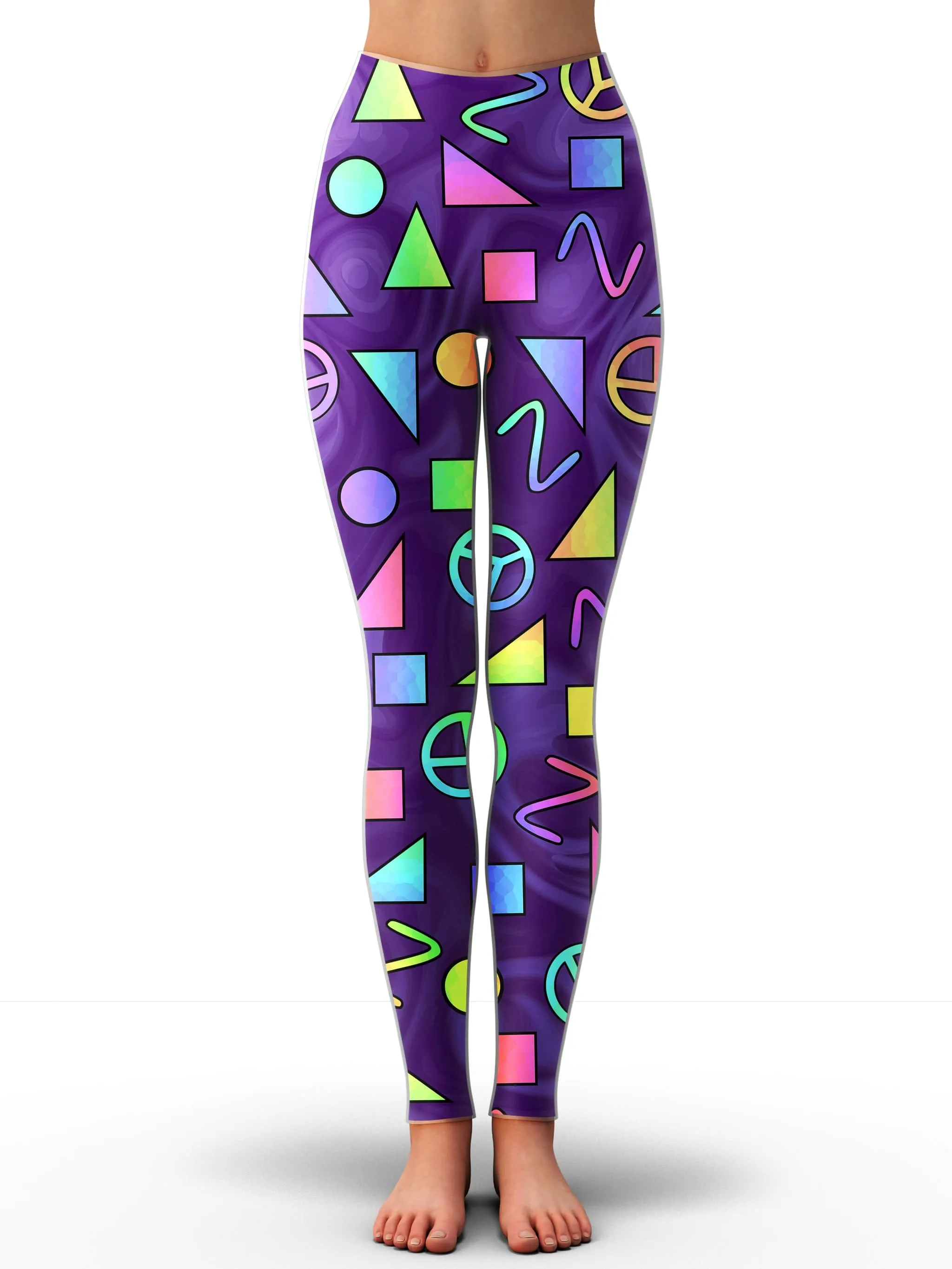 Retro Shapes Peace Symbols Purple Crop Top and Leggings Combo sold by iEDM product image thumbnail 3