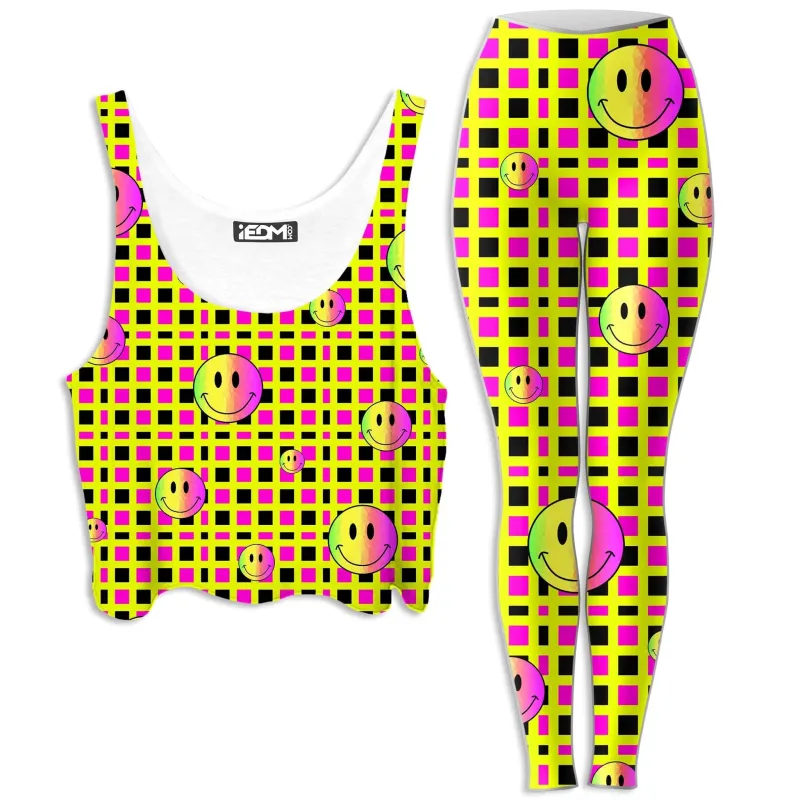 Happy Plaid Crop Top and Leggings Combo sold by iEDM