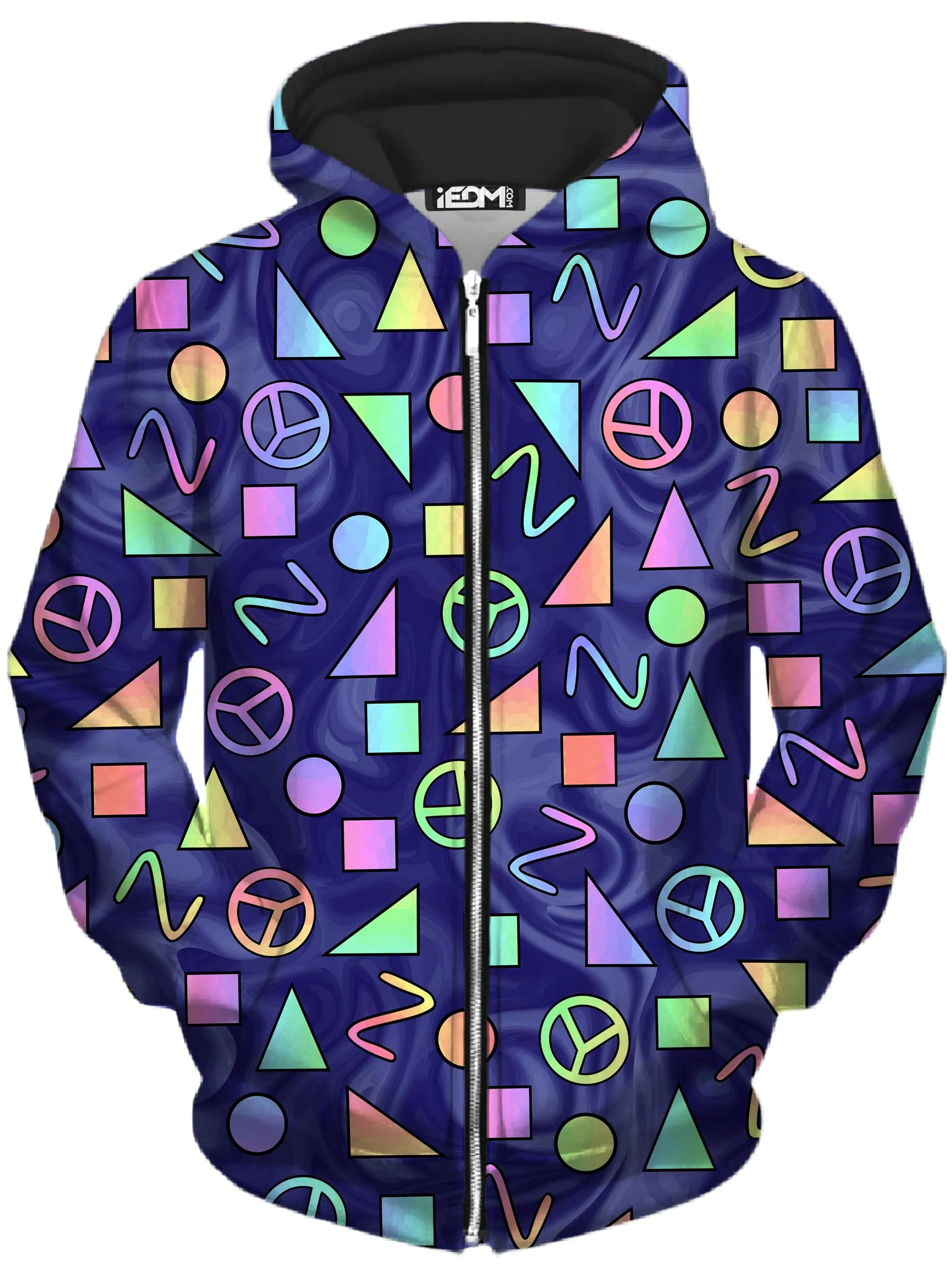 Retro Shapes Peace Symbols Blue Zip-Up Hoodie and Leggings Combo sold by iEDM product image thumbnail 2