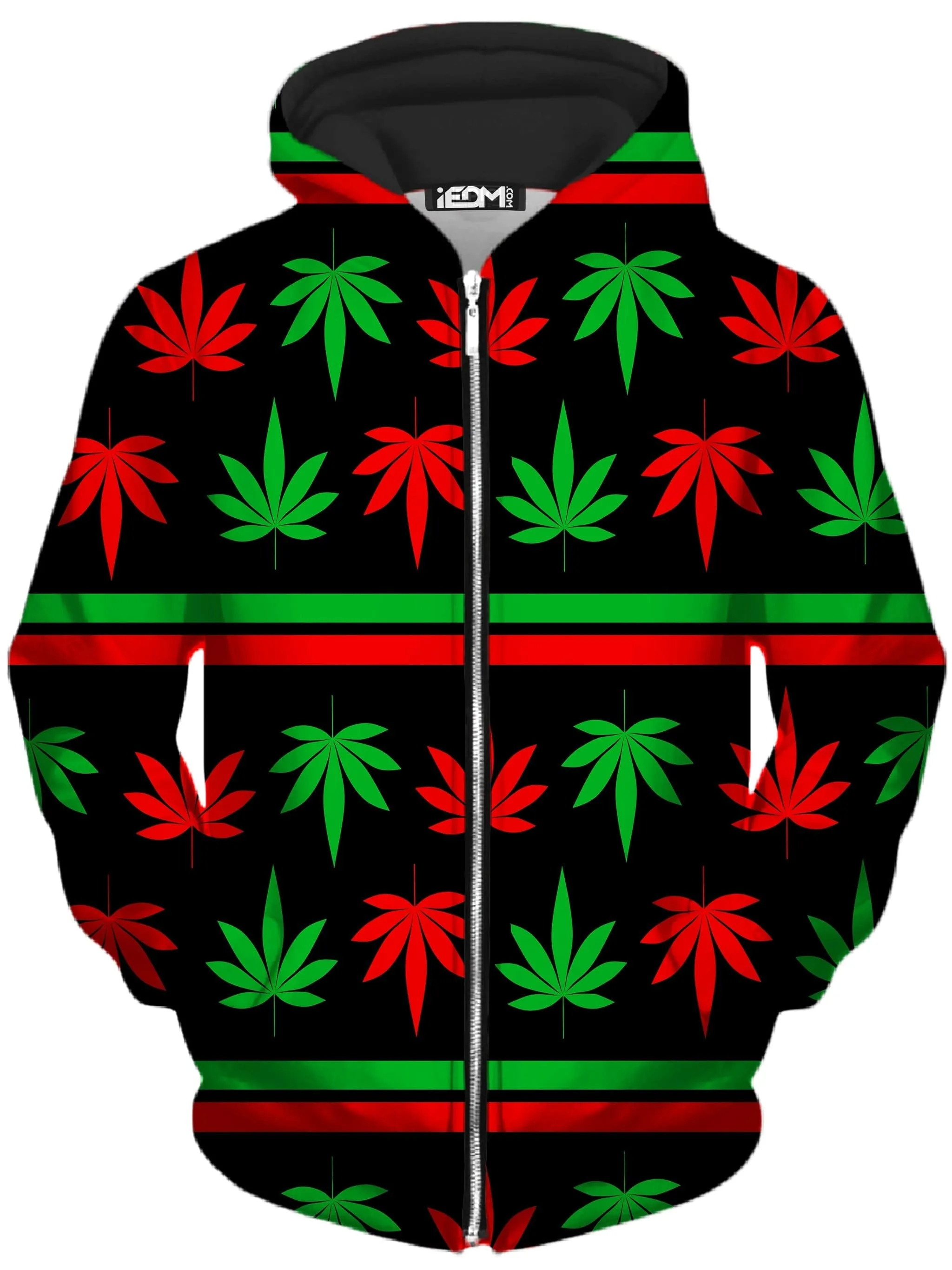 Red And Green Festive Bud Zip-Up Hoodie and Leggings Combo sold by iEDM product image thumbnail 2