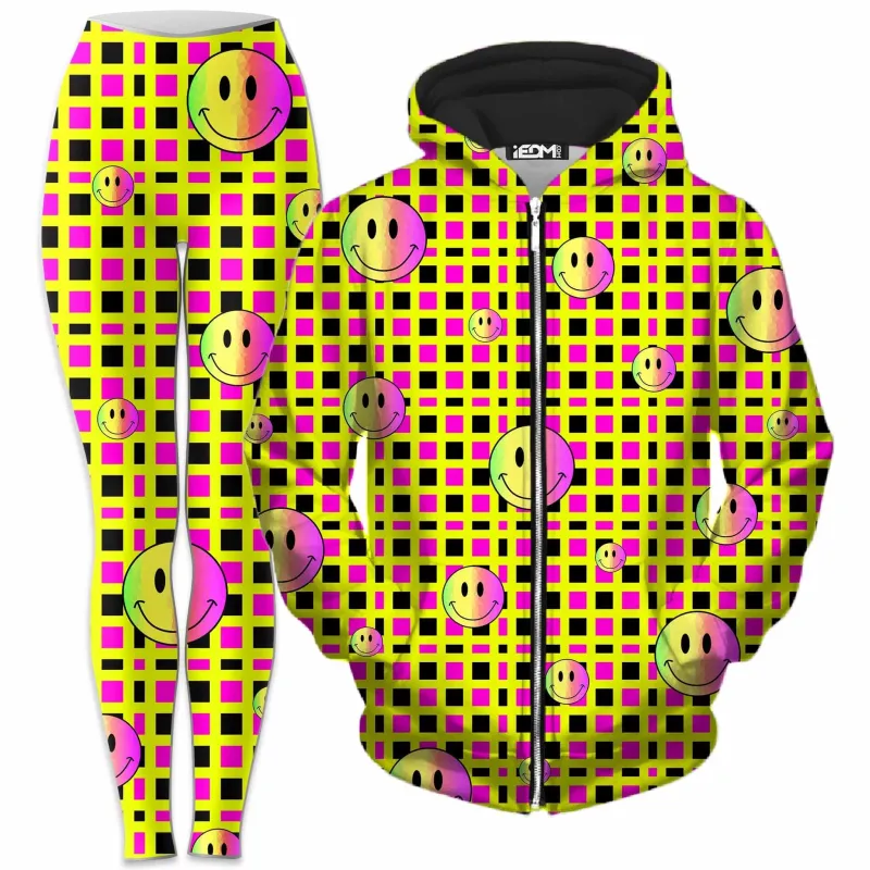 Happy Plaid Zip-Up Hoodie and Leggings Combo sold by iEDM