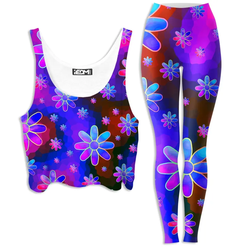 Floral Fantasy Abstract Crop Top and Leggings Combo sold by iEDM