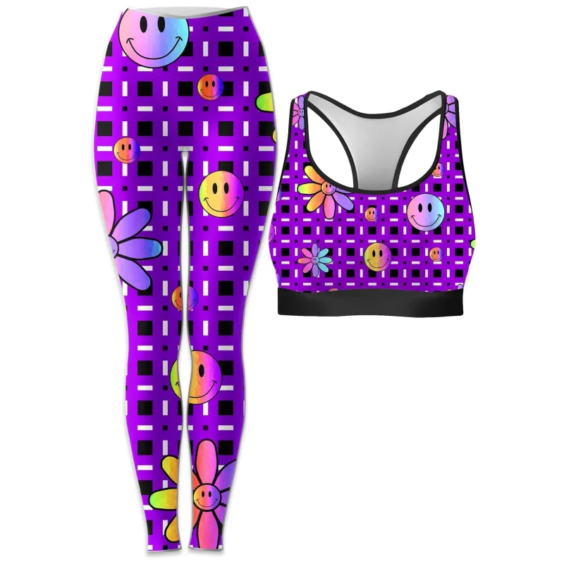 Happiness On Purple Rave Bra and Leggings Combo sold by iEDM