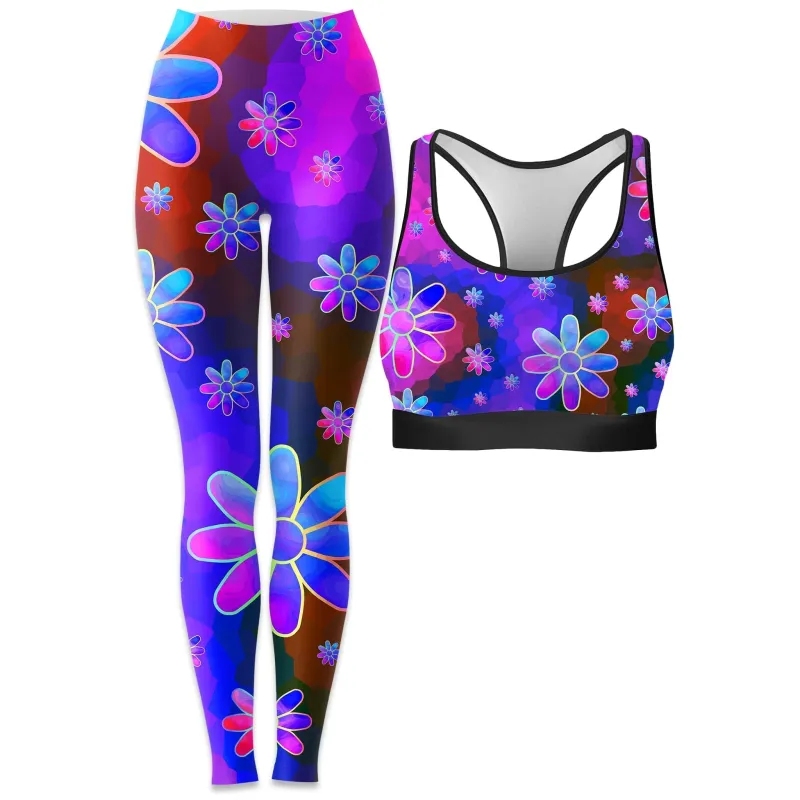 Floral Fantasy Abstract Rave Bra and Leggings Combo sold by iEDM