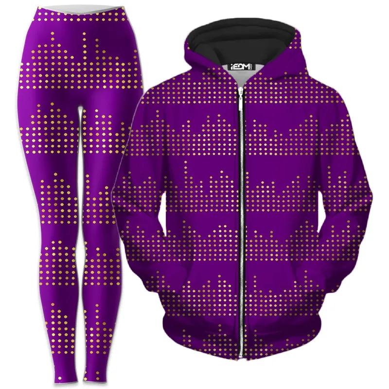 Gold Equalizer Beats Zip-Up Hoodie and Leggings Combo sold by iEDM