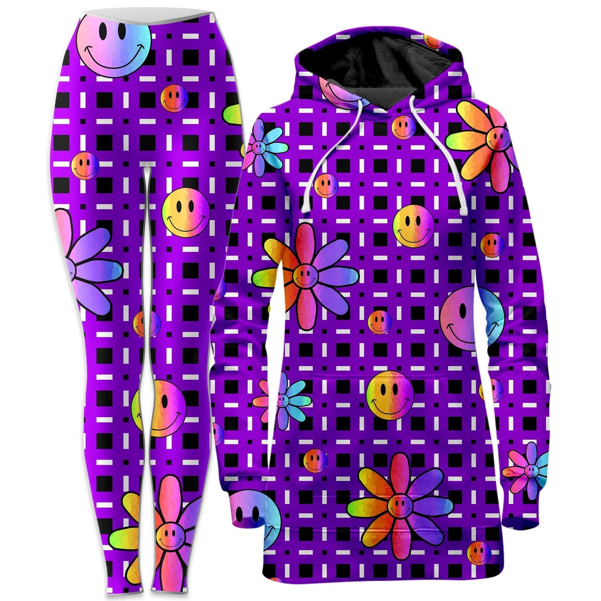 Happiness On Purple Hoodie Dress and Leggings Combo sold by iEDM