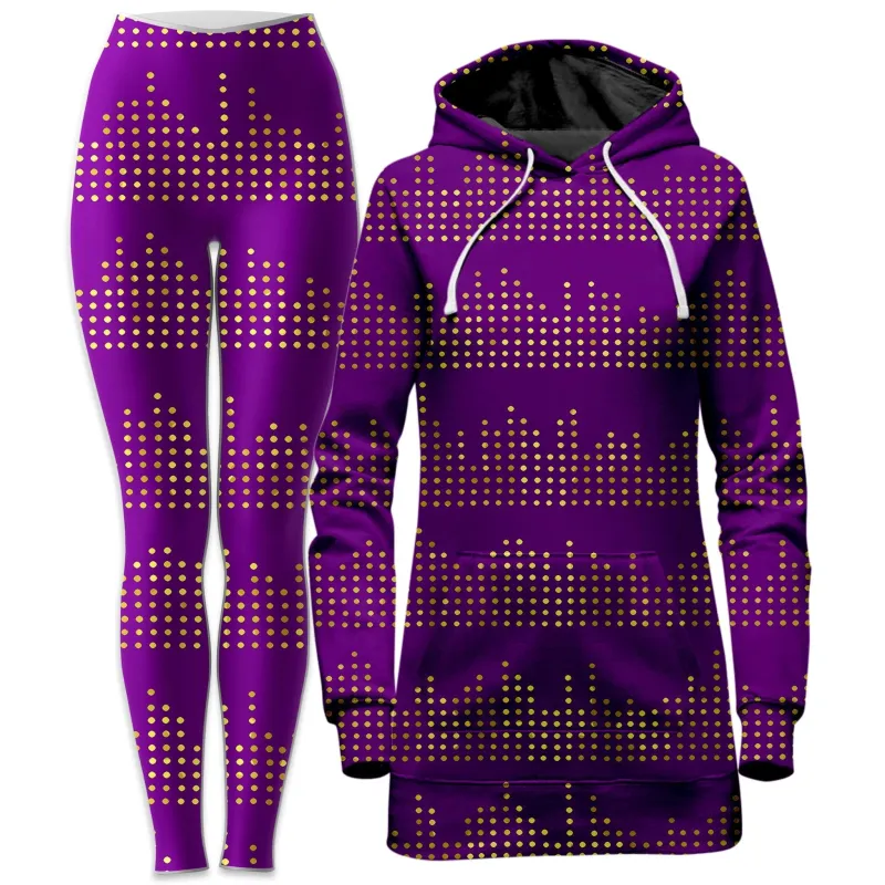 Gold Equalizer Beats Hoodie Dress and Leggings Combo sold by iEDM