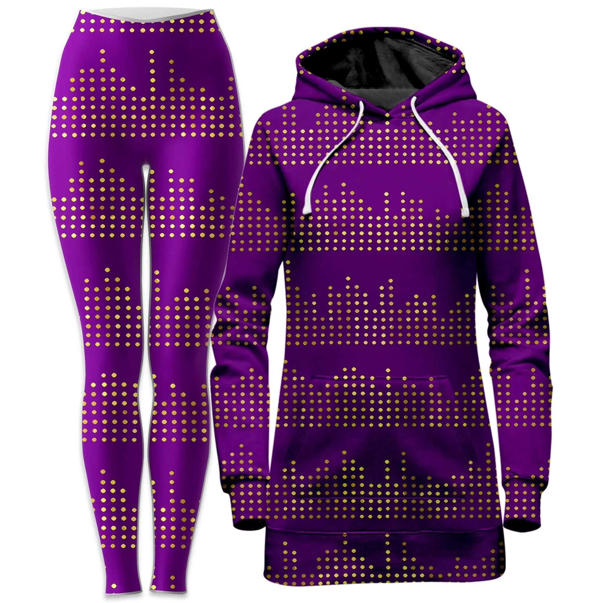 Gold Equalizer Beats Hoodie Dress and Leggings Combo sold by iEDM