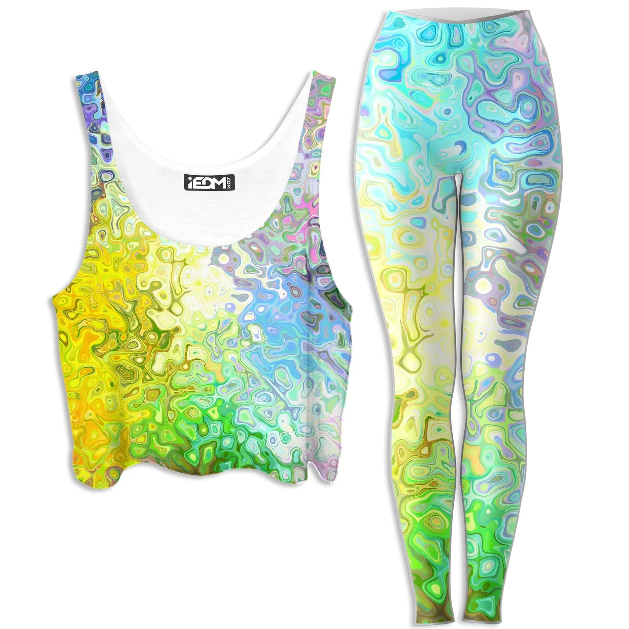 Color Jumble Crop Top and Leggings Combo sold by iEDM