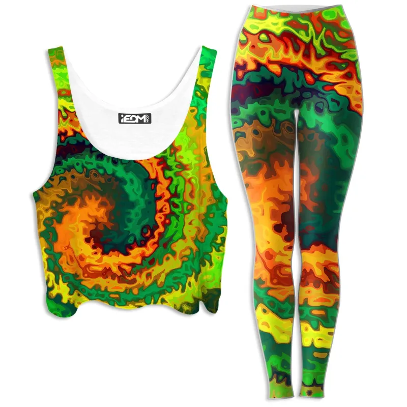 Abstract Rotation Crop Top and Leggings Combo sold by iEDM