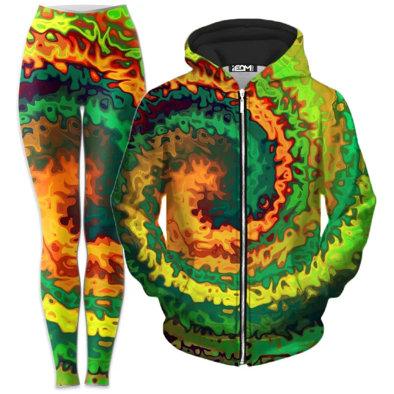 Abstract Rotation Zip-Up Hoodie and Leggings Combo sold by iEDM