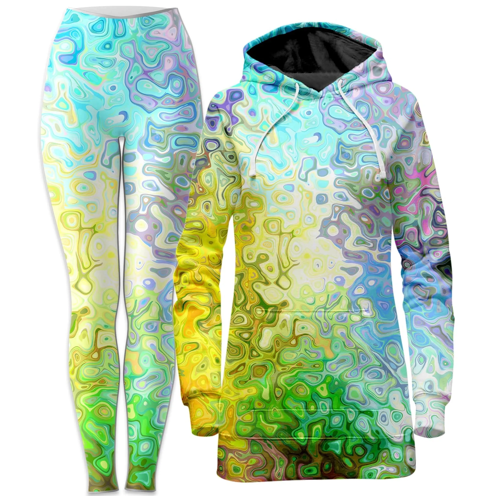Color Jumble Hoodie Dress and Leggings Combo sold by iEDM