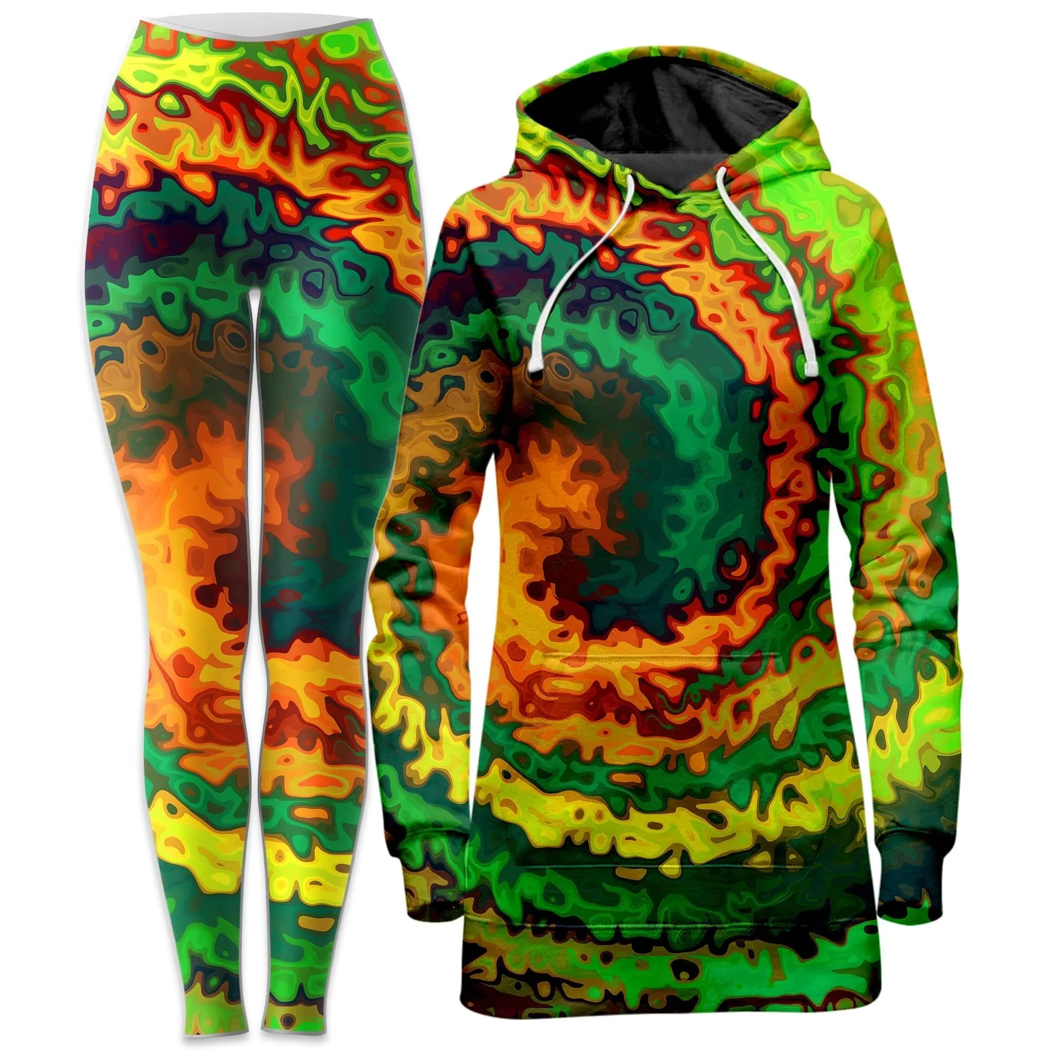 Abstract Rotation Hoodie Dress and Leggings Combo sold by iEDM