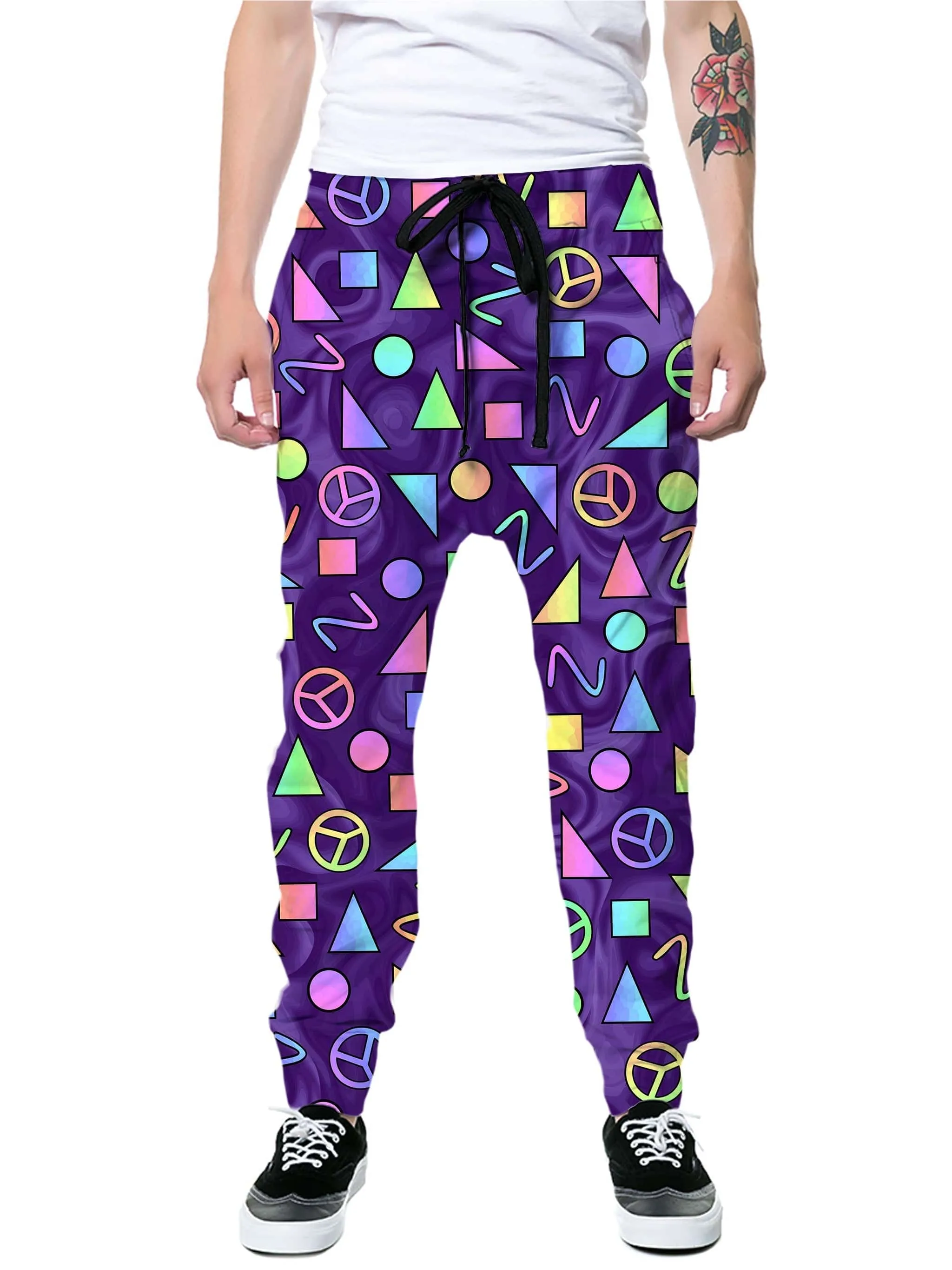 Retro Shapes Peace Symbols Purple T-Shirt and Joggers Combo sold by iEDM product image thumbnail 3