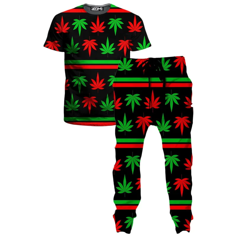 Red And Green Festive Bud T-Shirt and Joggers Combo sold by iEDM
