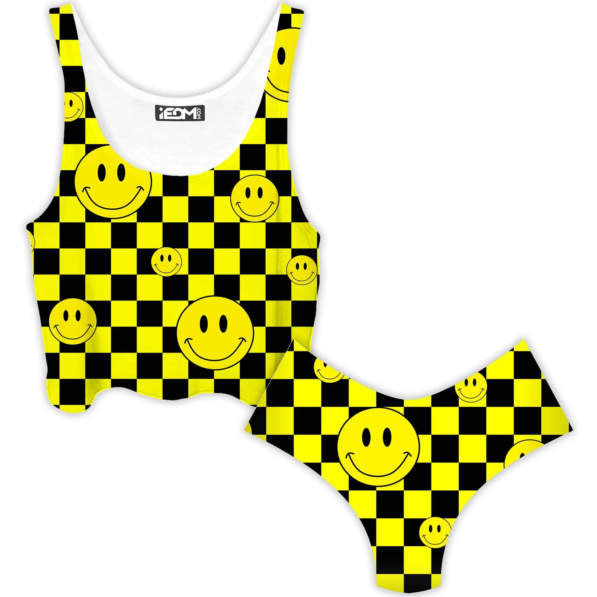 Smile Checkerboard Crop Top and Booty Shorts Combo sold by iEDM