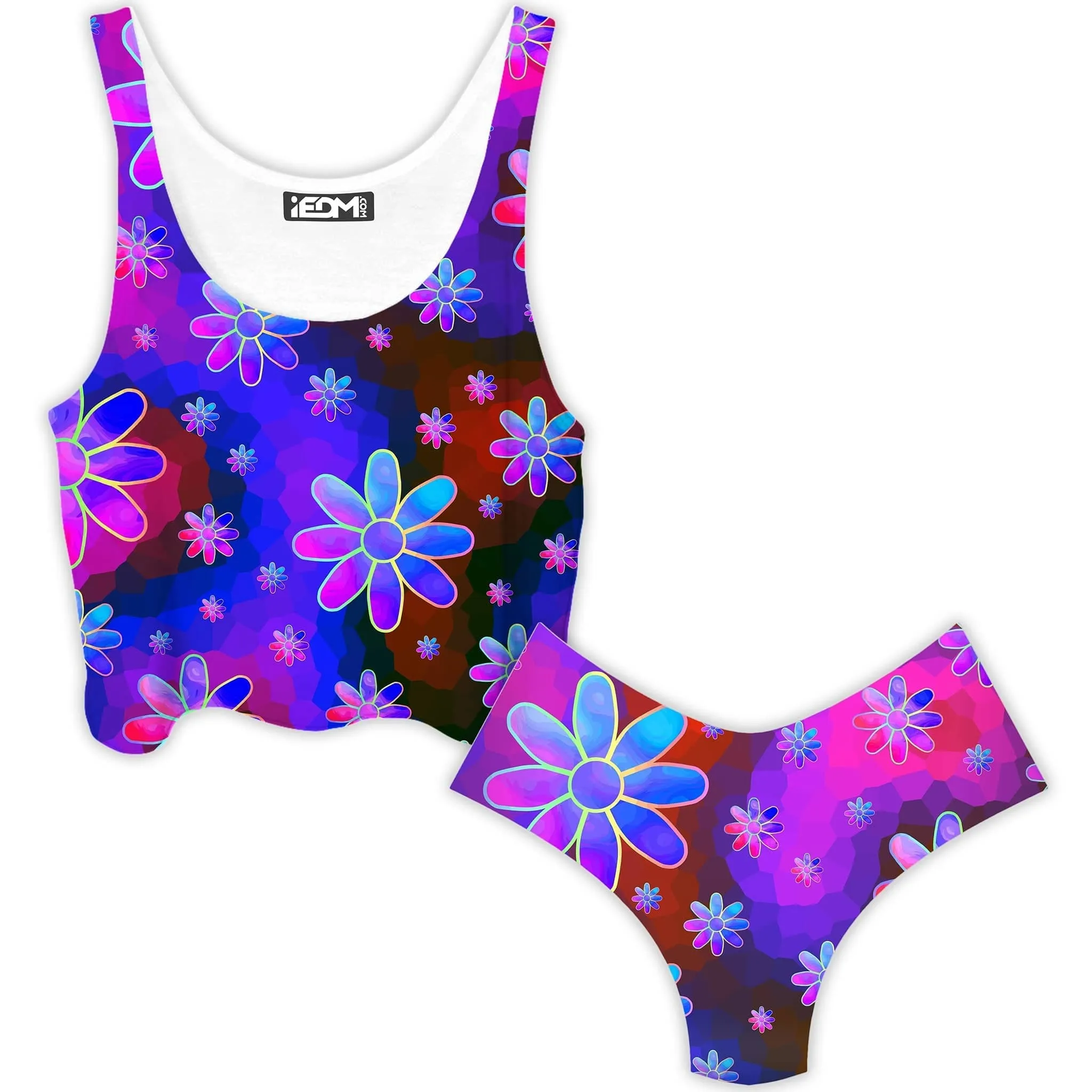 Floral Fantasy Abstract Crop Top and Booty Shorts Combo sold by iEDM