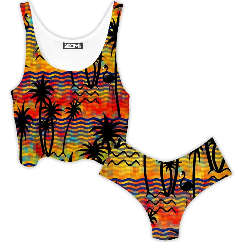 Flamingo Island Crop Top and Booty Shorts Combo sold by iEDM