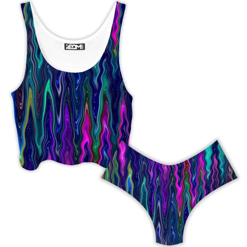 Cosmic Vibrations Crop Top and Booty Shorts Combo sold by iEDM