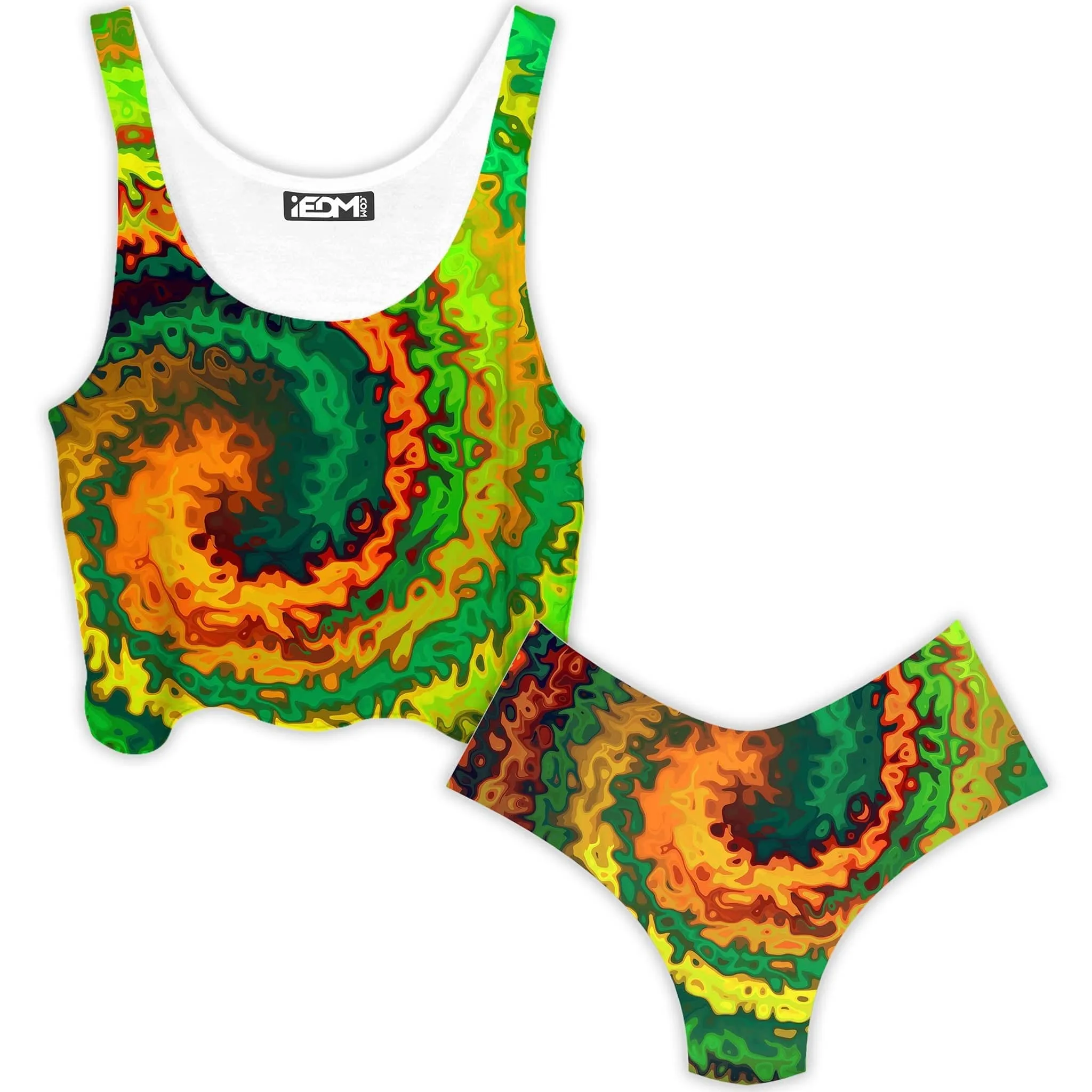 Abstract Rotation Crop Top and Booty Shorts Combo sold by iEDM