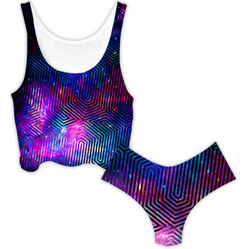 Celestial Finger Print Crop Top and Booty Shorts Combo sold by iEDM