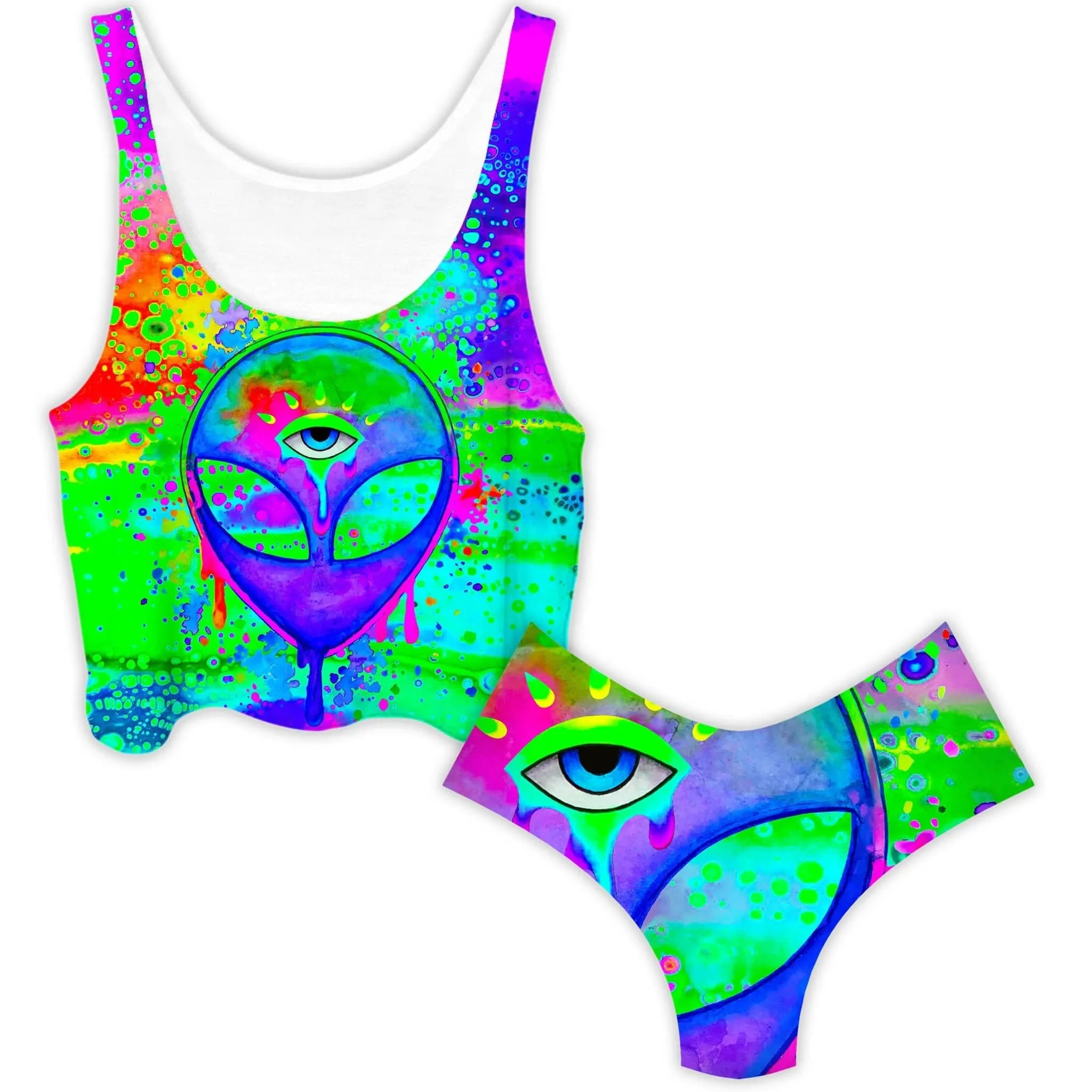 Alien Melt Purple Crop Top and Booty Shorts Combo sold by iEDM