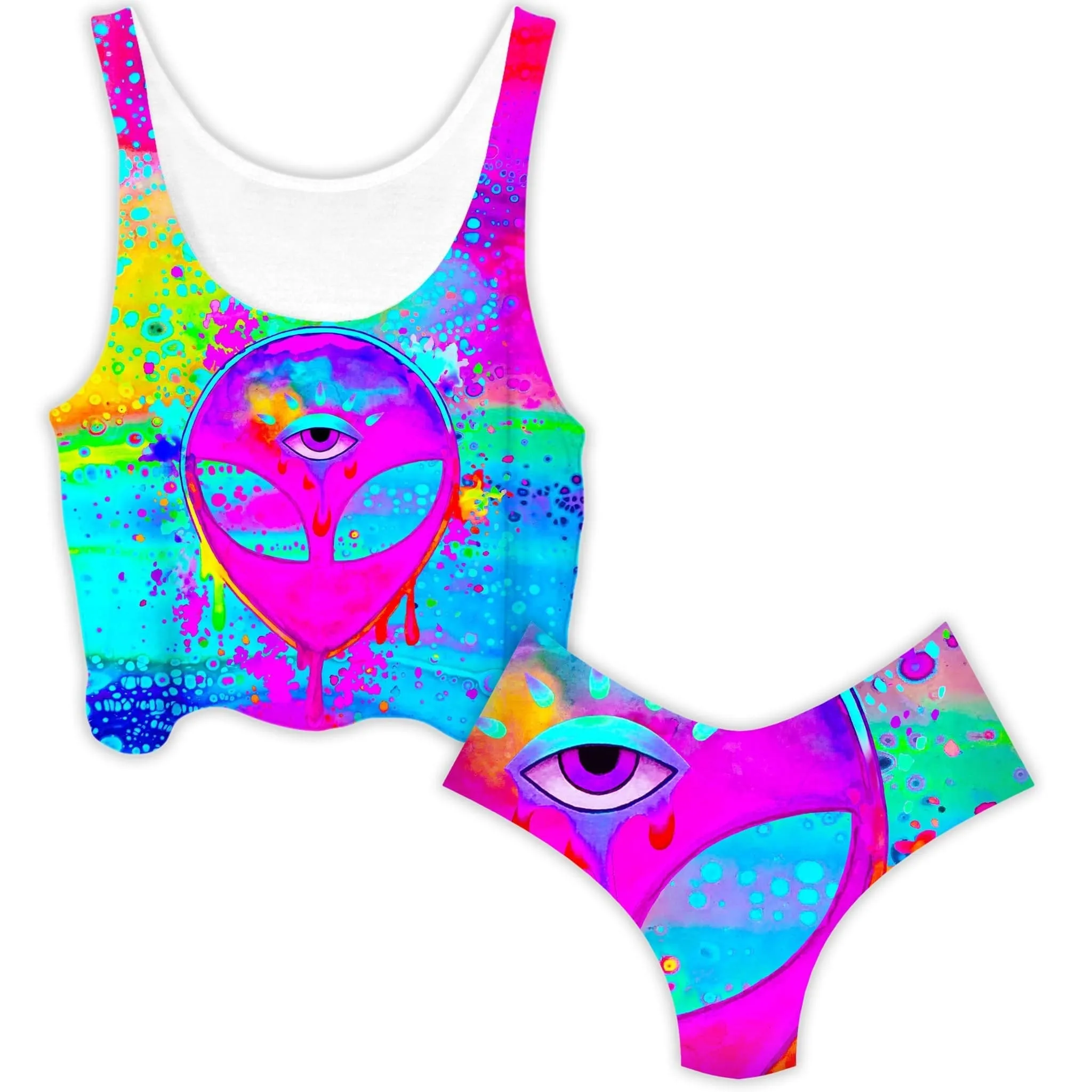Alien Melt Pink Crop Top and Booty Shorts Combo sold by iEDM