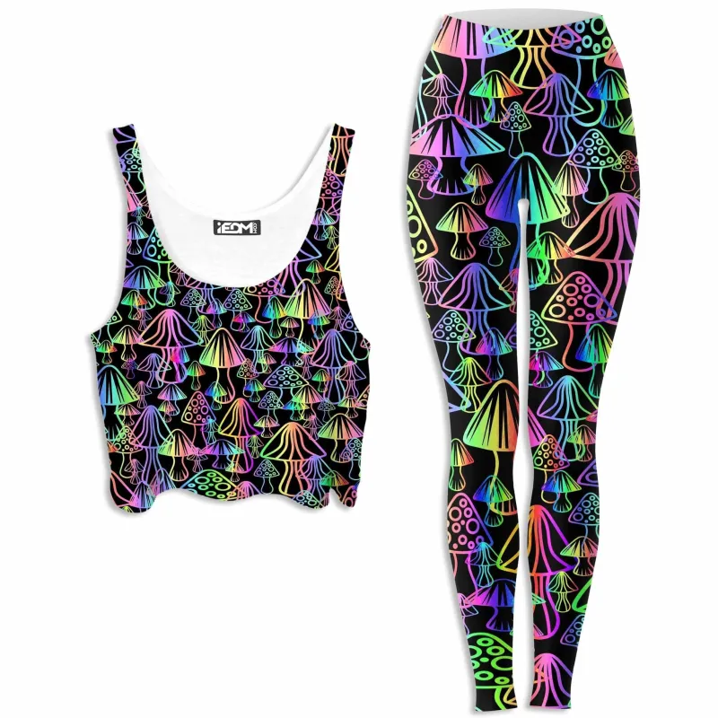 Magic Mushrooms Crop Top and Leggings Combo sold by iEDM