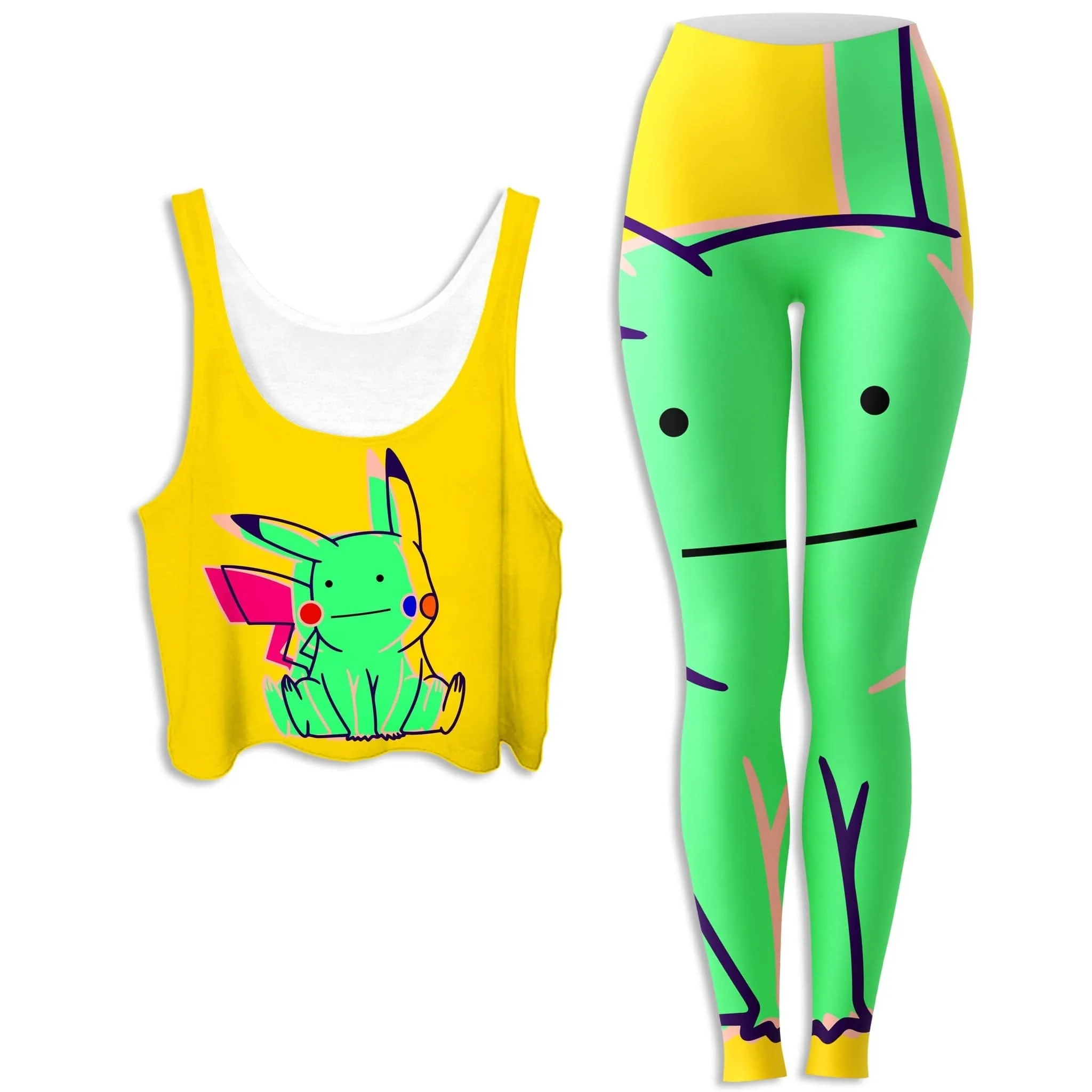 Ditto Pikachu Crop Top and Leggings Combo sold by iEDM