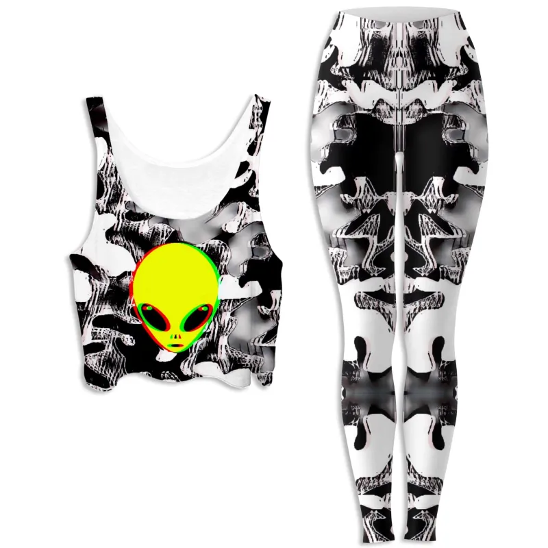 Trippy Alien Crop Top and Leggings Combo sold by iEDM