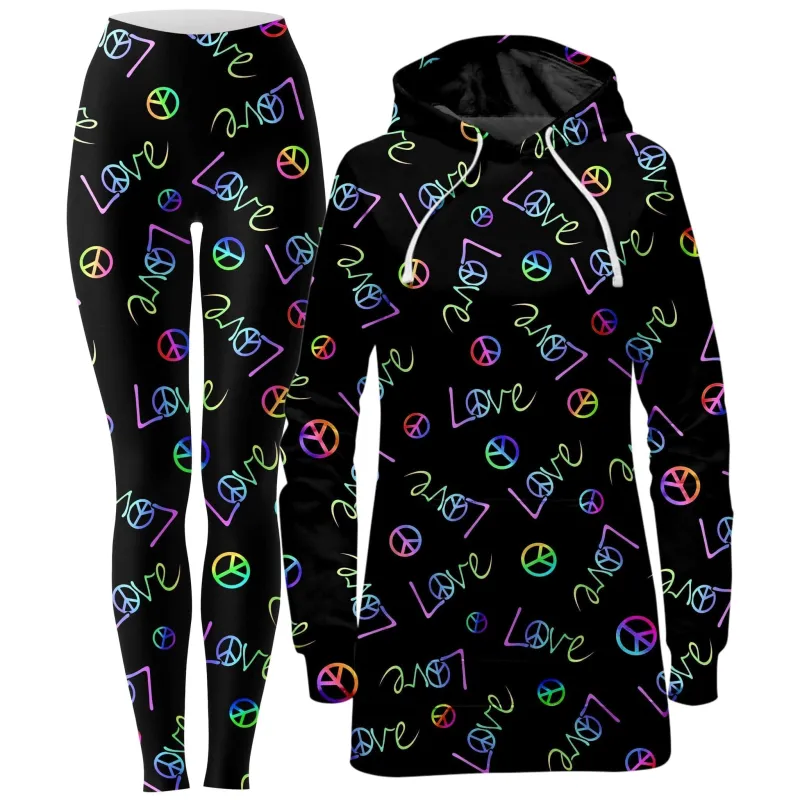 Peace and Love Hoodie Dress and Leggings Combo sold by iEDM