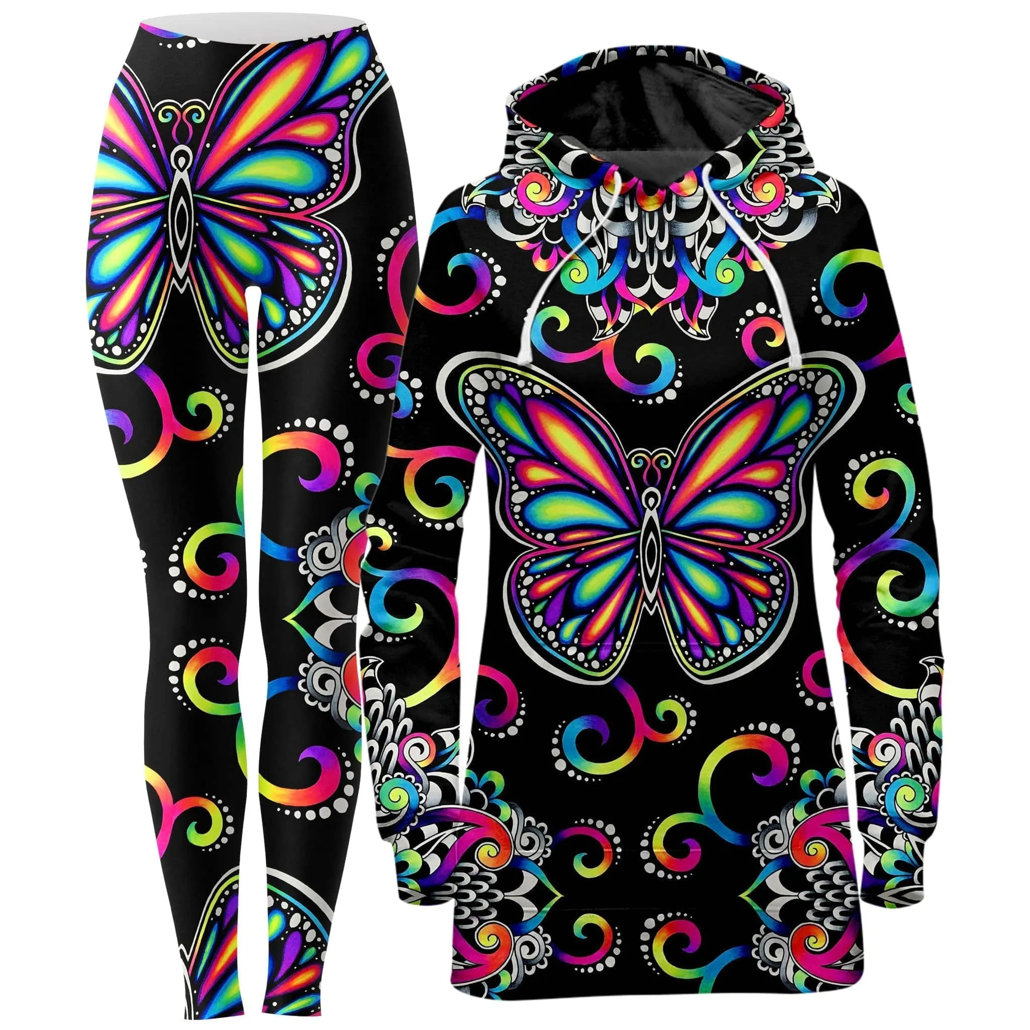 Butterfly Vibez Hoodie Dress and Leggings Combo sold by iEDM