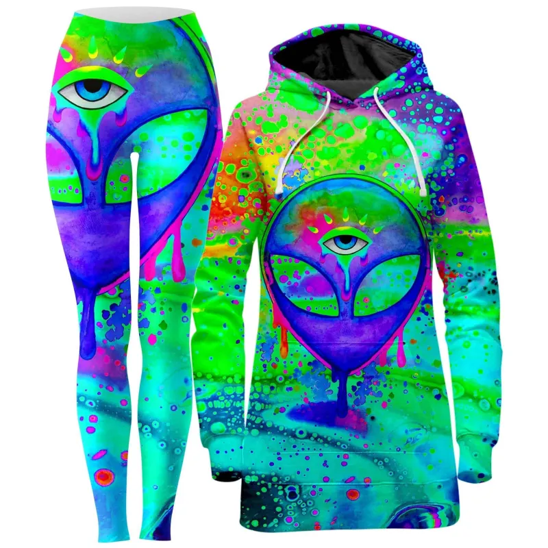 Alien Melt Purple Hoodie Dress and Leggings Combo sold by iEDM