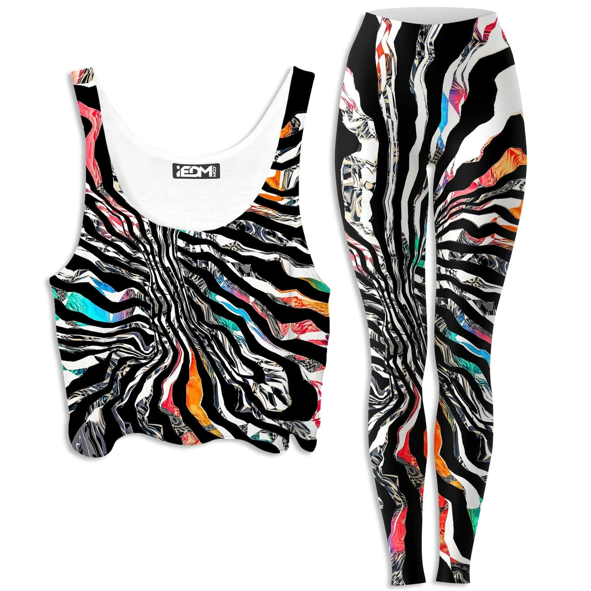 Stripped Chaos Crop Top and Leggings Combo sold by iEDM