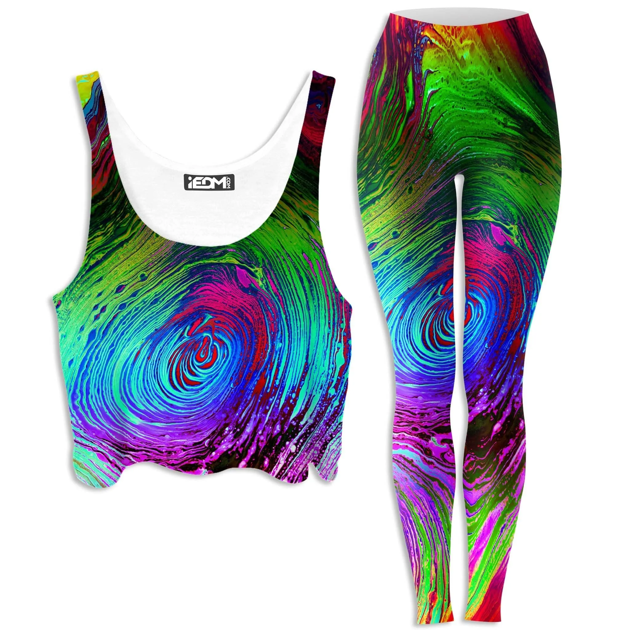 Rainbow Vortex Crop Top and Leggings Combo sold by iEDM